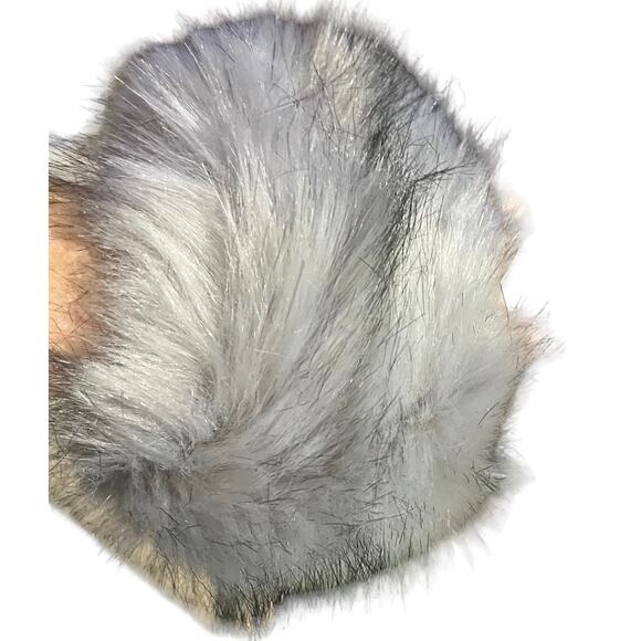 Set of 2 Faux Fur Cuffs in Gray with Black - Picture 2 of 4